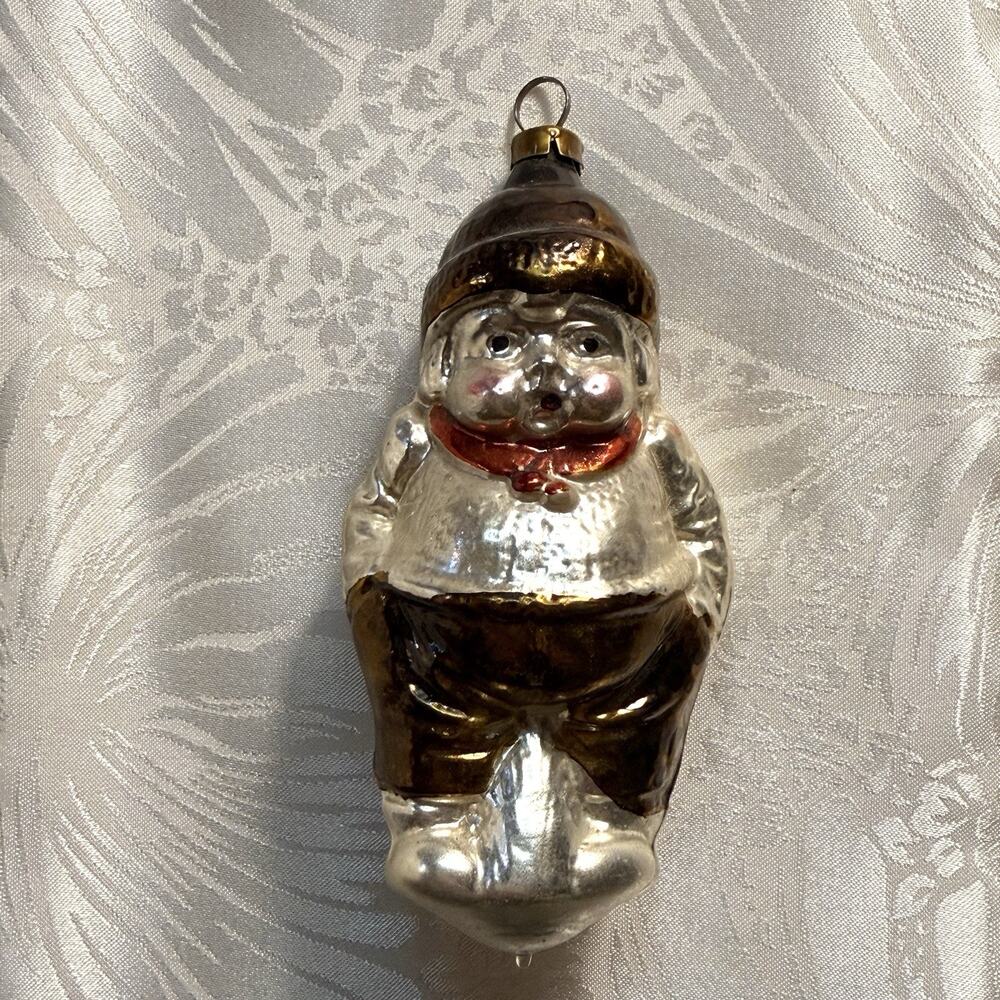Antique 1920’s German Whistling Chubby Boy Hands In Pockets Blown Glass Ornament
